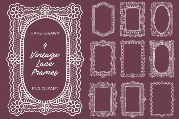 Download Vintage Wedding Lace Frames Bundle - Vintage Collection