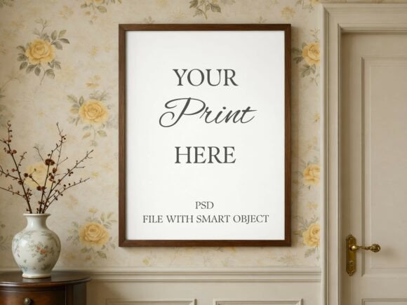 Download Vintage Floral Wall Mockup - Vintage Collection