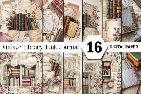 Download Vintage Library Junk Journal Background - Vintage Collection