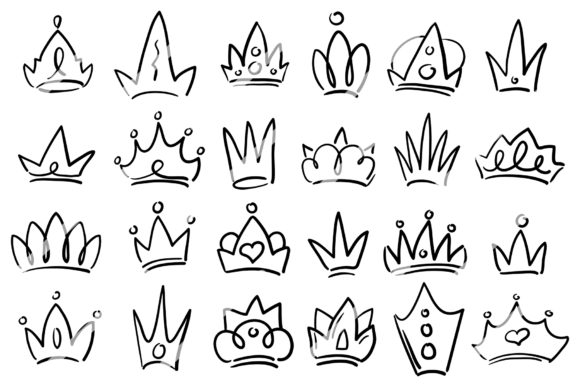 Download Cute Doodle Crown Black + Golden Clipart - Premium Resources