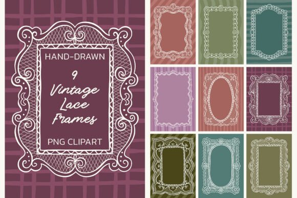 Download 9 Vintage Coquette Wedding Lace Frames - Vintage Collection