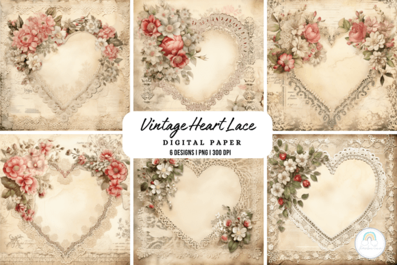 Download Vintage Heart Lace Background - Vintage Collection