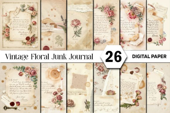 Download Vintage Floral Junk Journal Background. - Vintage Collection