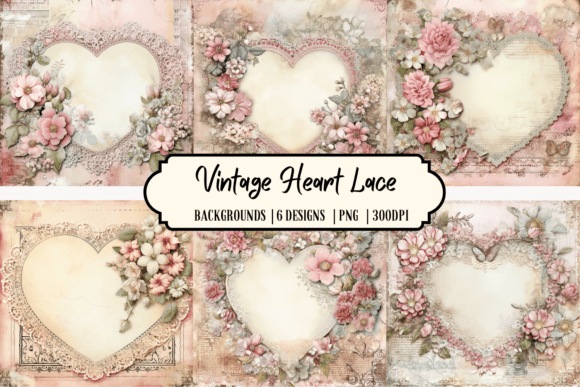 Download Vintage Heart Lace Background - Vintage Collection