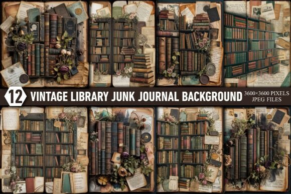 Download Vintage Library Junk Journal Background - Vintage Collection