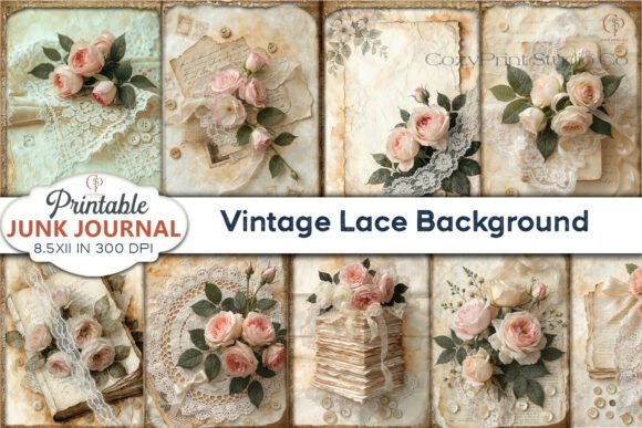 Download Vintage Lace Background Junk Journal - Vintage Collection