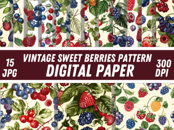 Download Vintage Sweet Berries Retro Patterns - Vintage Collection