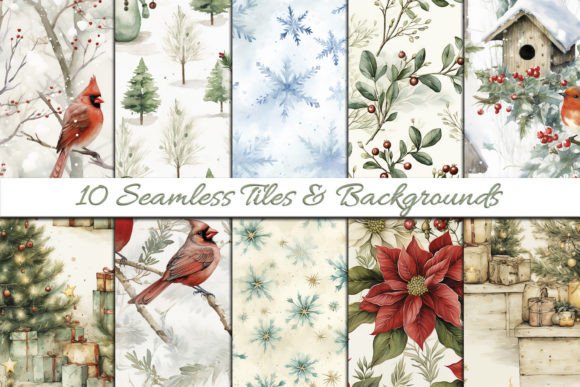 Download Vintage Christmas Seamless Watercolour - Vintage Collection