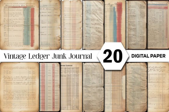 Download Vintage Ledger Junk Journal Background - Vintage Collection