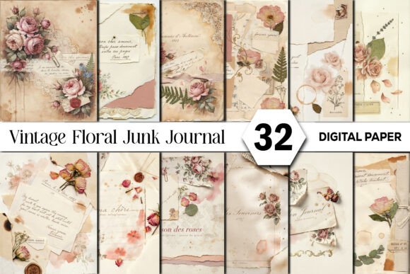 Download Vintage Floral Junk Journal Background - Vintage Collection